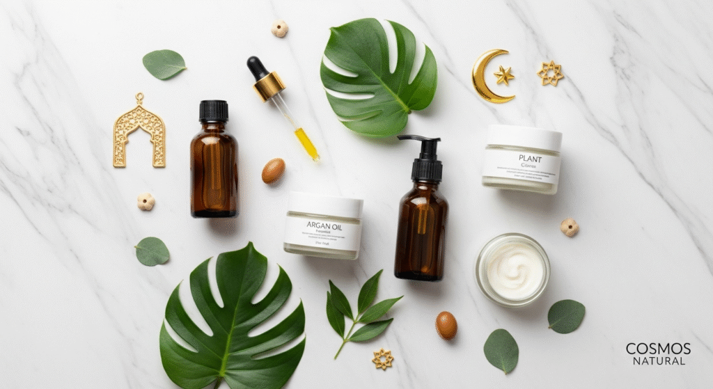 Some cosmetics products on the table that makes with natural ingredients and ready to sell in UAE markets